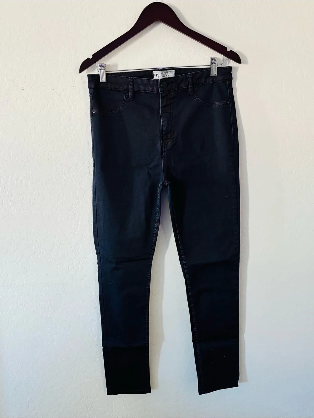 Free People FP Coated Skinny Jeans Womens 30 Black Skinny Jeans